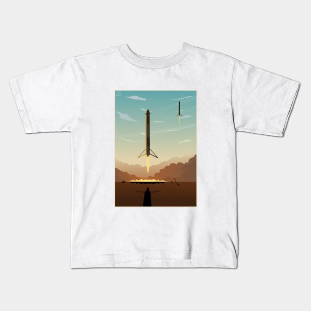 Falcon 9 heavy launch Square v.2 Kids T-Shirt by Zakaria Azis